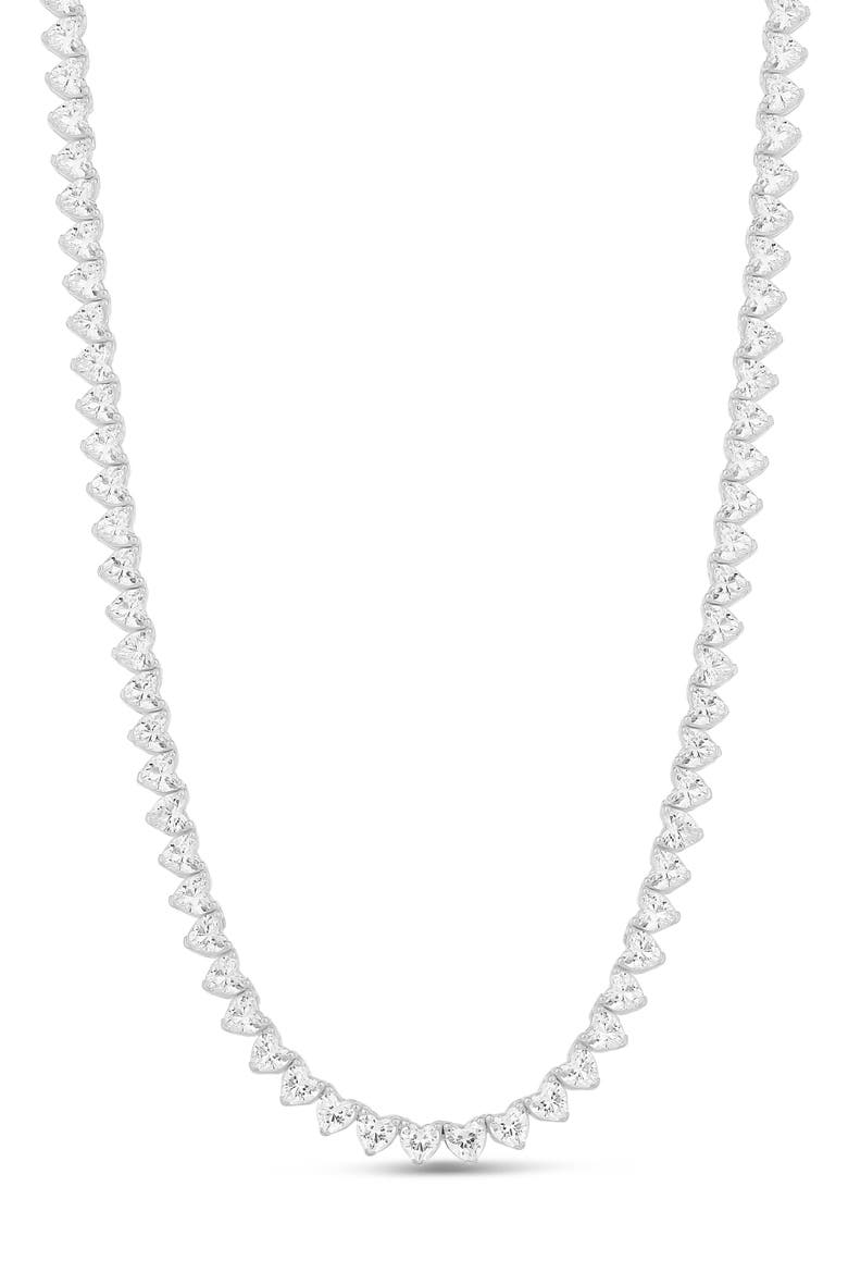 Heart Tennis Necklace, Main, color, SILVER