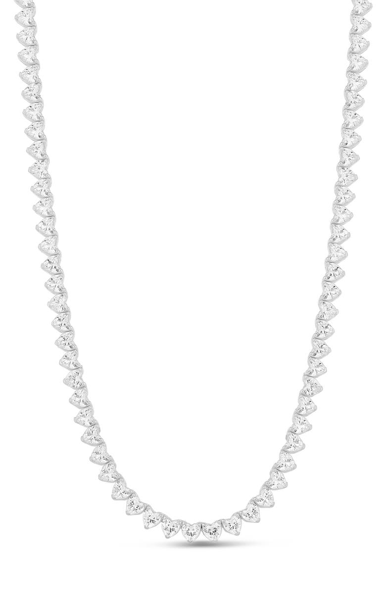 SHYMI Heart Tennis Necklace, Main, color, Silver
