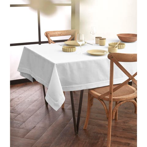 Cotton Linen Plain Tablecloth for Dining Table, Holiday and Everyday Dining Table Decor - Dru