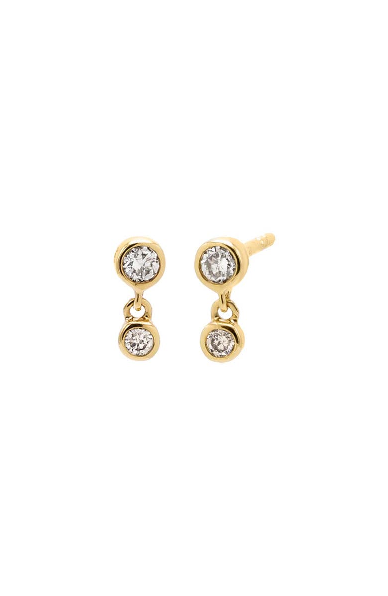 BY ADINA EDEN Diamond Double Bezel Solitaire Dangling Stud Earring 14K, Main, color,