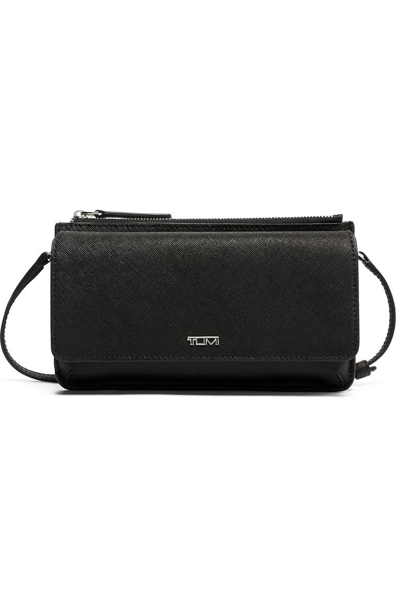 TUMI Leather Crossbody Wallet, Main, color,