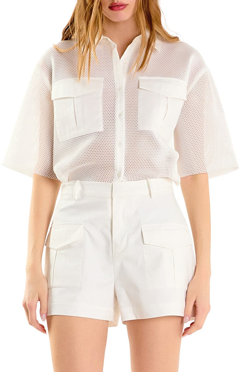 Endless Rose Pocket Mesh Shirt, Main, color, White