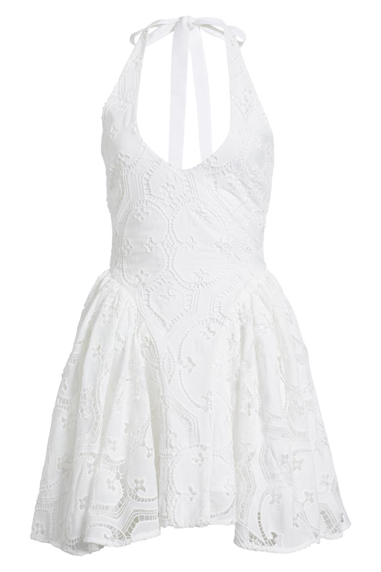 Hera Eyelet Halter Minidress, Alternate, color, WHITE