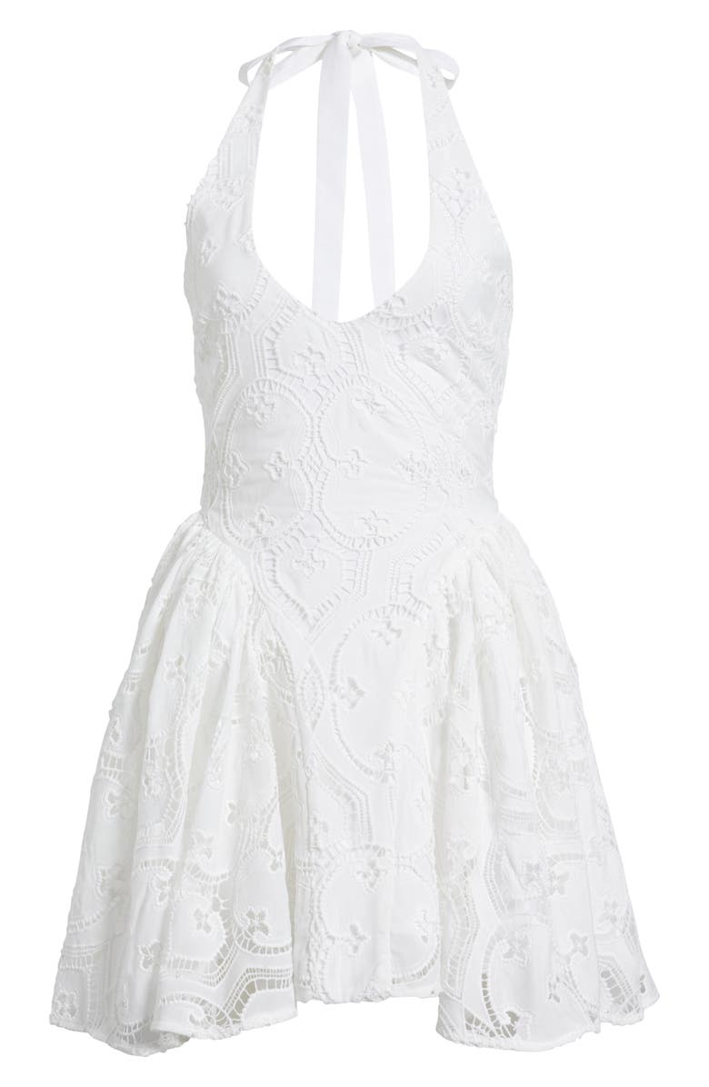 Delfi Collective Hera Eyelet Halter Minidress, Alternate, color, White