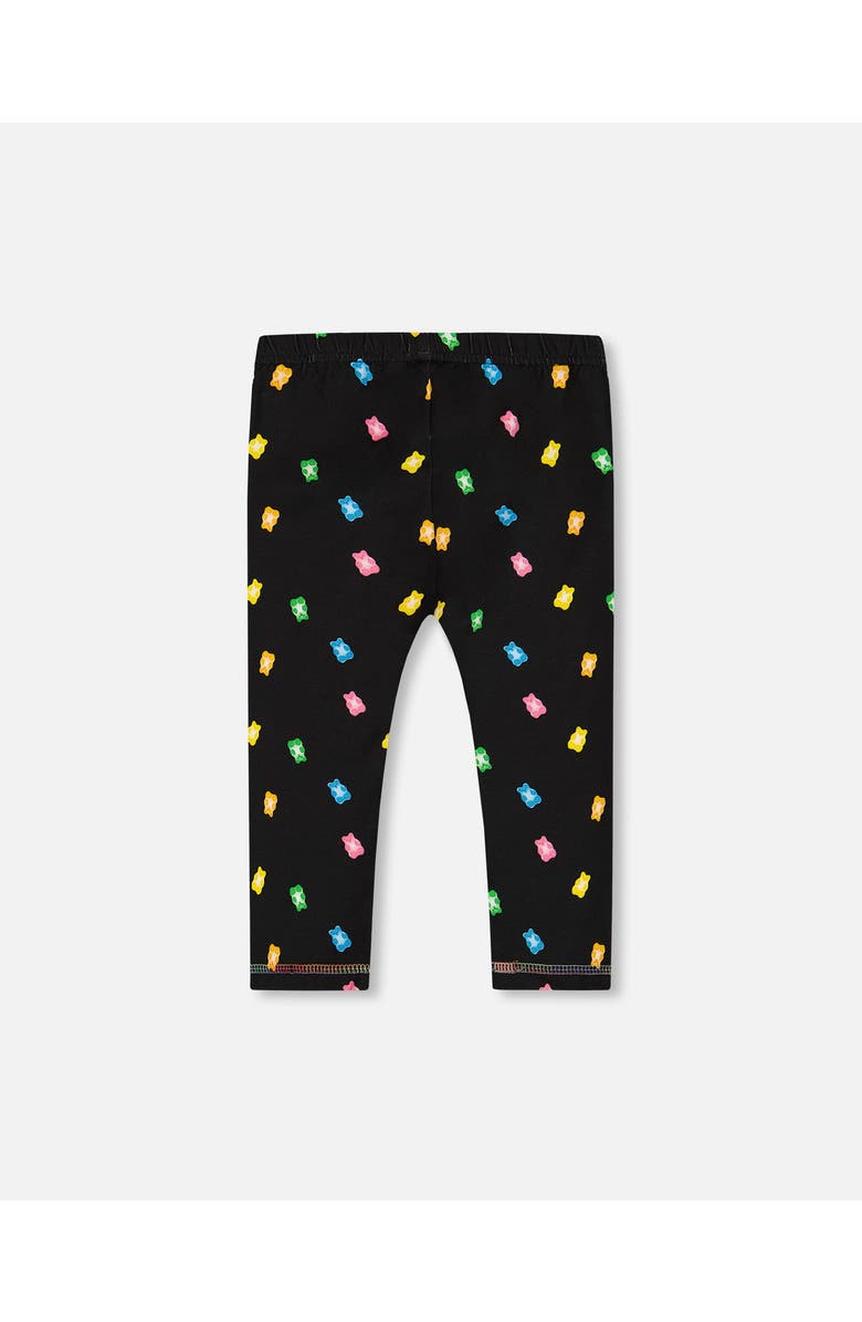 Deux par Deux Little Girl's Printed Capri Legging Black And Multicolored Gummies, Alternate, color,