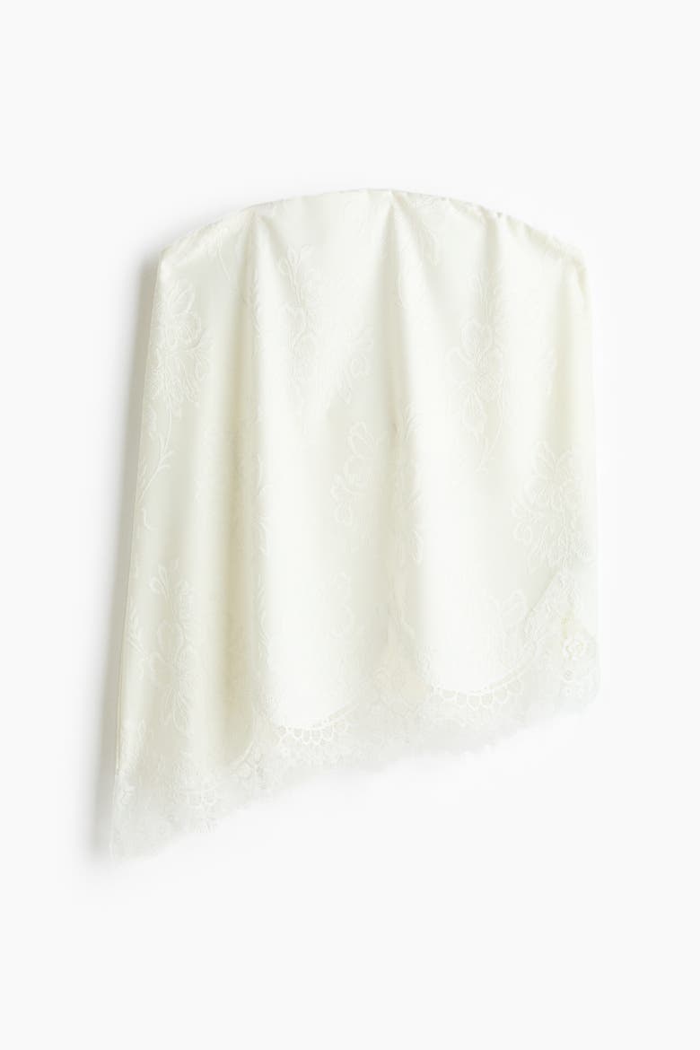 Asymmetric Jacquard-jersey Bandeau Top, Alternate, color, White