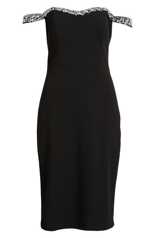 Eliza J Embellished Off The Shoulder Cocktail Dress In Black