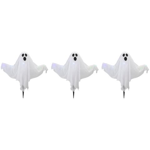 LED Lighted Color Changing Ghost Halloween Lawn Stakes - 20" - Multicolor - Set of 3