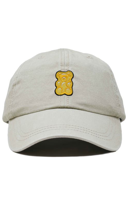 Dalix Yellow Gummy Embroidered Dad Cap In Washed Stone White