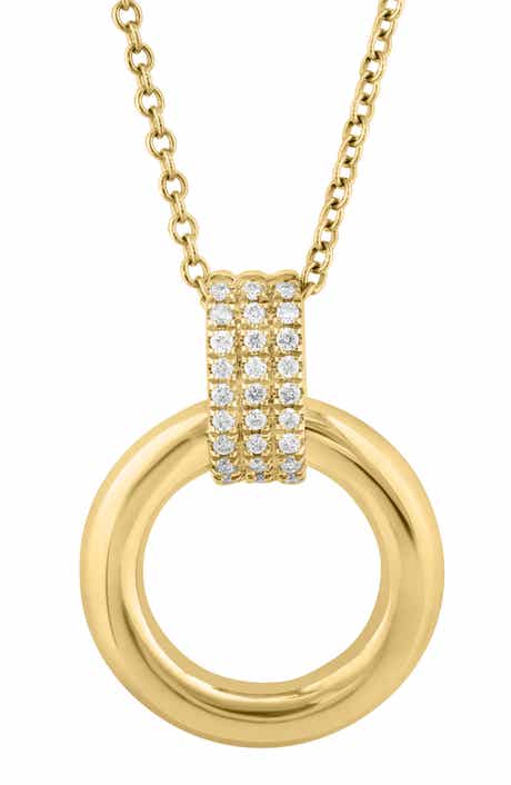 EFFY Pavé Diamond Open Circle Pendant Necklace