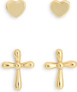 Argento Vivo Sterling Silver Set of 2 Cross Stud Earrings