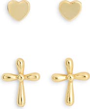 Argento Vivo Sterling Silver Set of 2 Cross Stud Earrings