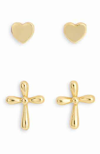 Argento Vivo Sterling Silver Set of 2 Cross Stud Earrings