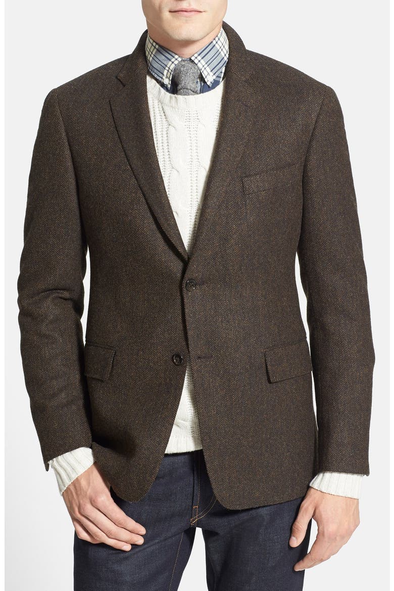 Trim Fit Tweed Sport Coat, Main, color, BROWN