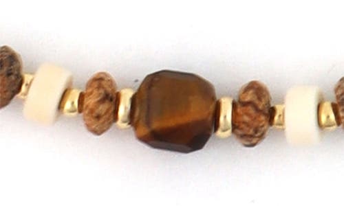 Panacea Mixed Stone & Freshwater Pearl Beaded Necklace In Brown