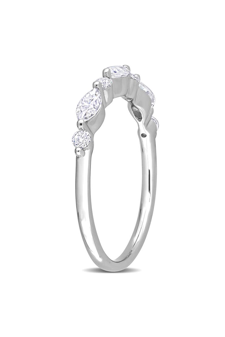Moissanite Marquise Semi-Eternity Ring, Alternate, color, Sterling Silver