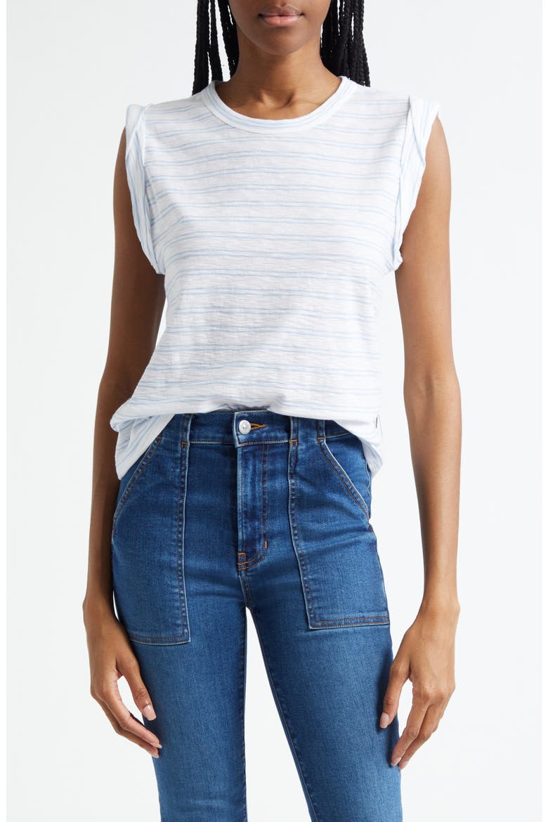 Dree Muscle Tee, Main, color, BLUEBELL WHITE