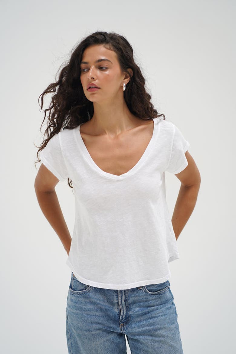 Kaden Cotton V Neck, Alternate, color, White