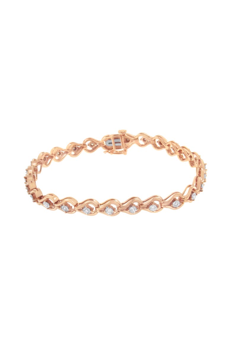 Silver 1/4 Cttw Diamond Miracle-Set Teardrop Shaped Link Bracelet, Alternate, color, Rose