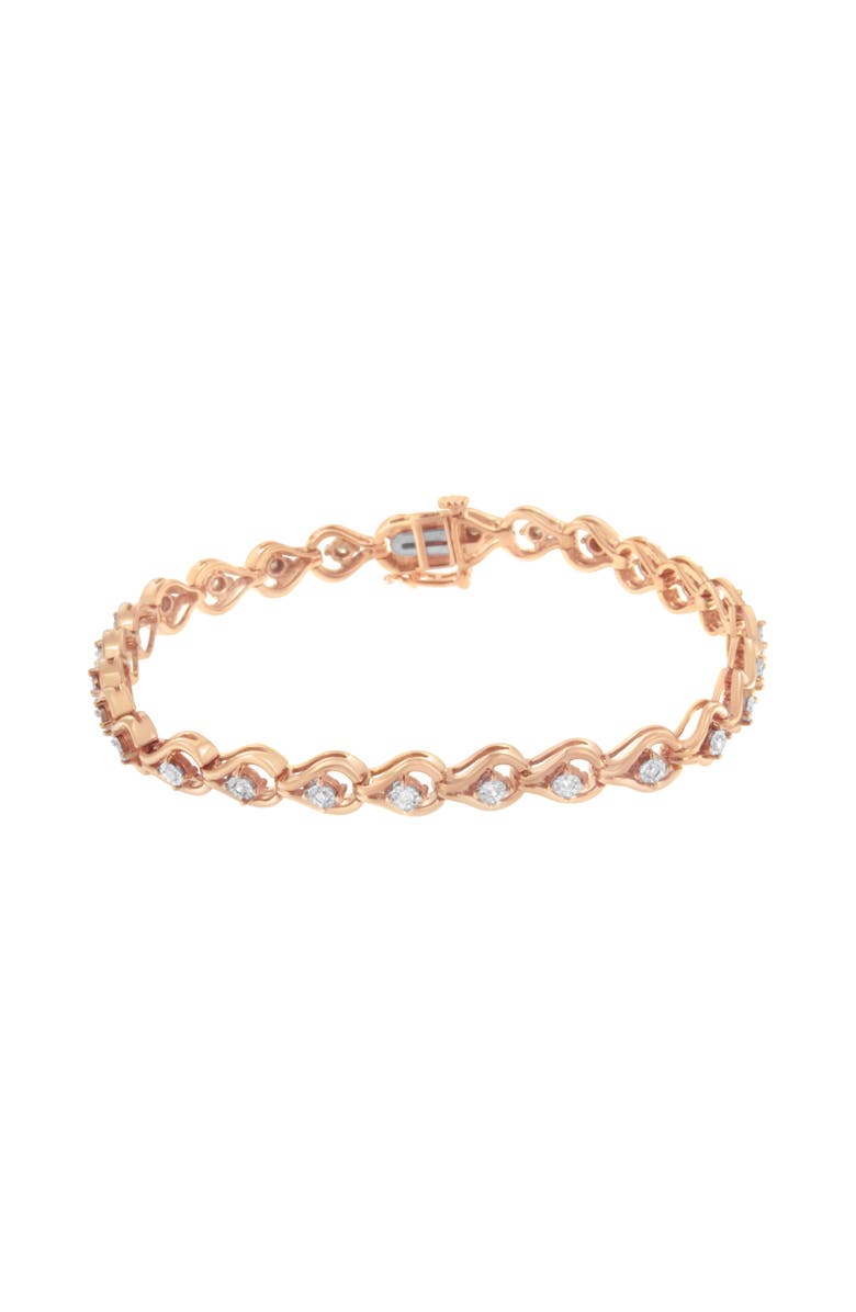 Haus of Brilliance Silver 1/4 Cttw Diamond Miracle-Set Teardrop Shaped Link Bracelet, Alternate, color, Rose