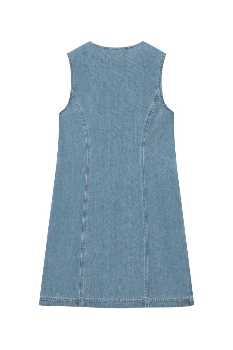 Denim Scallop Mini Shift Dress, Alternate, color, Blue