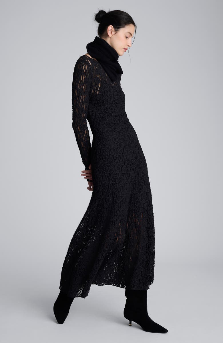 Kenneth Cole Lace Long Sleeve Maxi Dress, Alternate, color, Black
