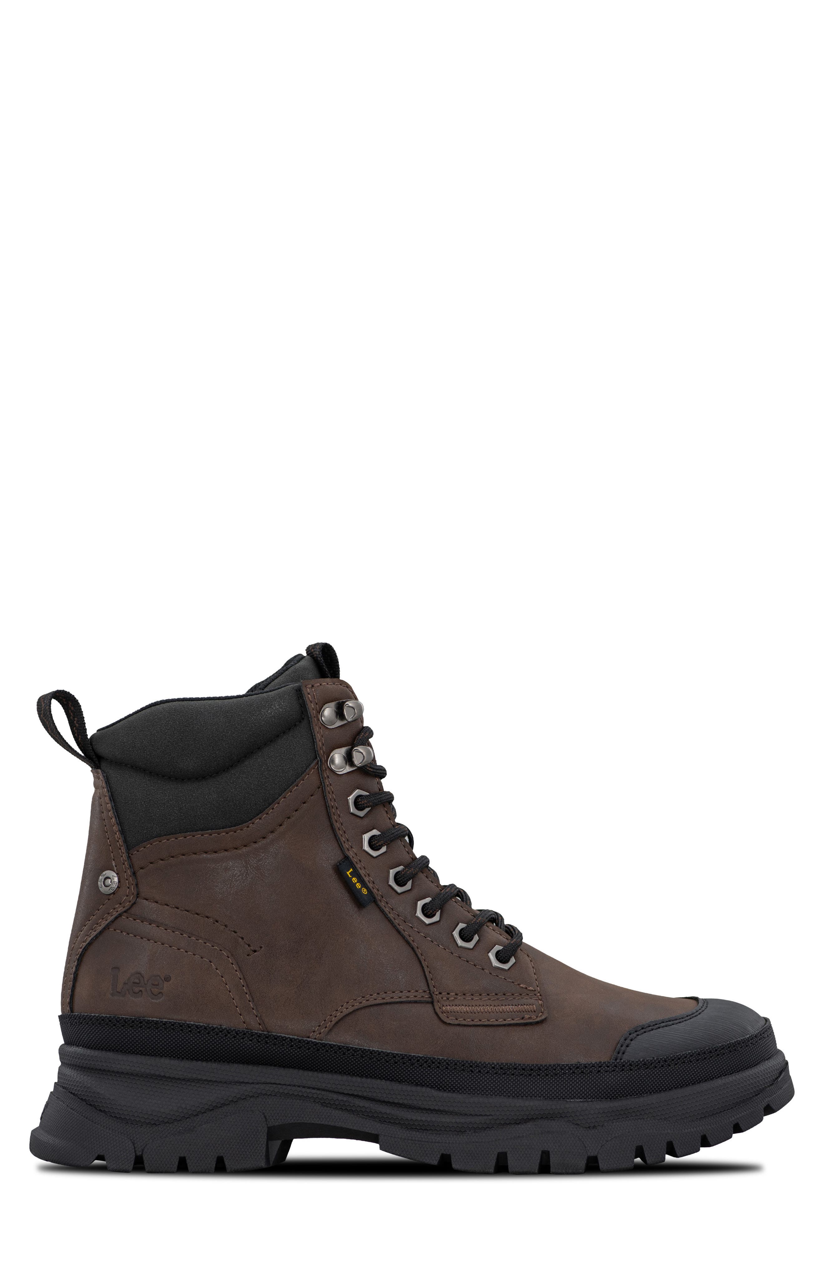 Denver Faux Leather Boot, Alternate, color, DARK BROWN/ BLACK