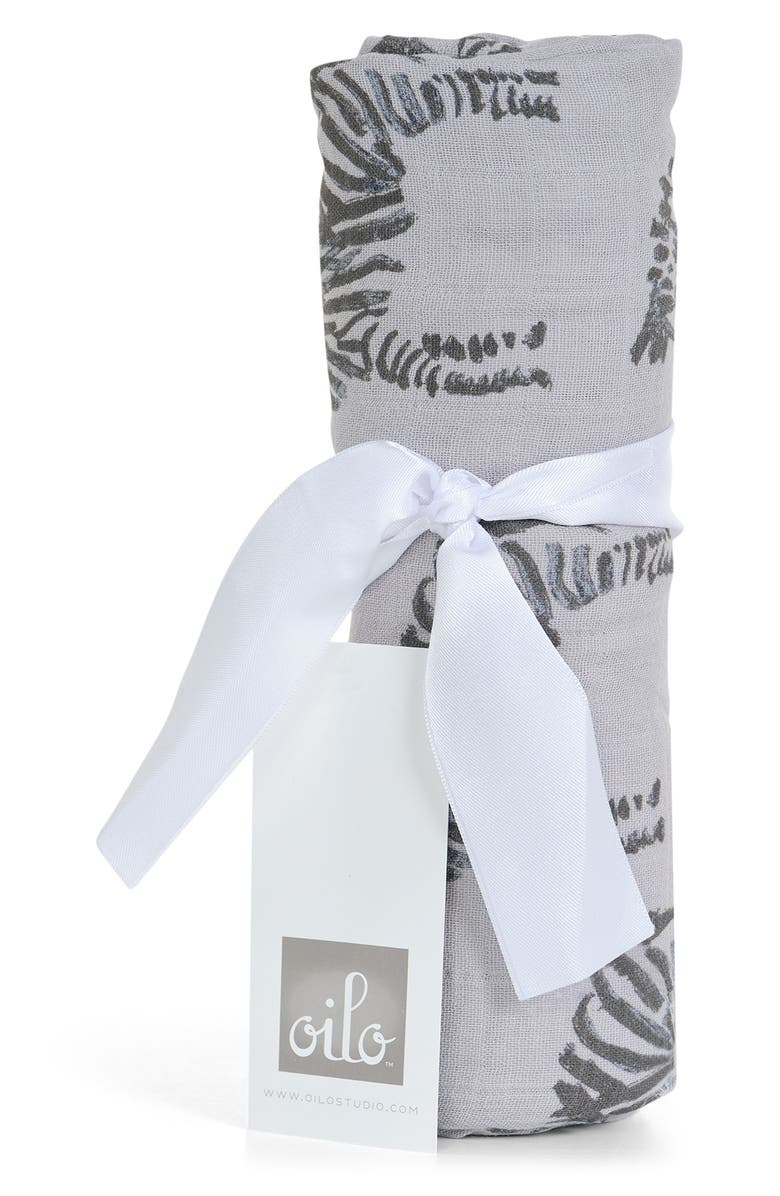 Oilo Zebra Swaddle Blanket, Main, color, Gray