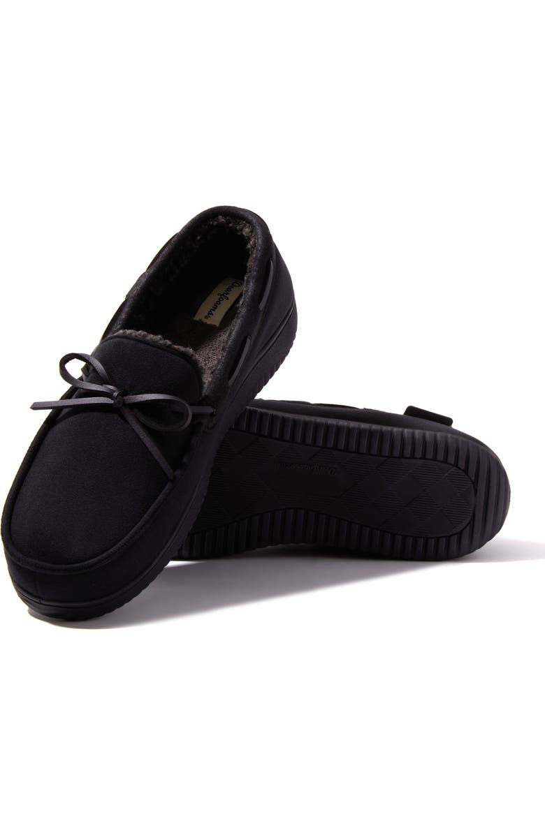DEARFOAMS Pierce Microsuede Moccasin Slipper, Alternate, color, Black
