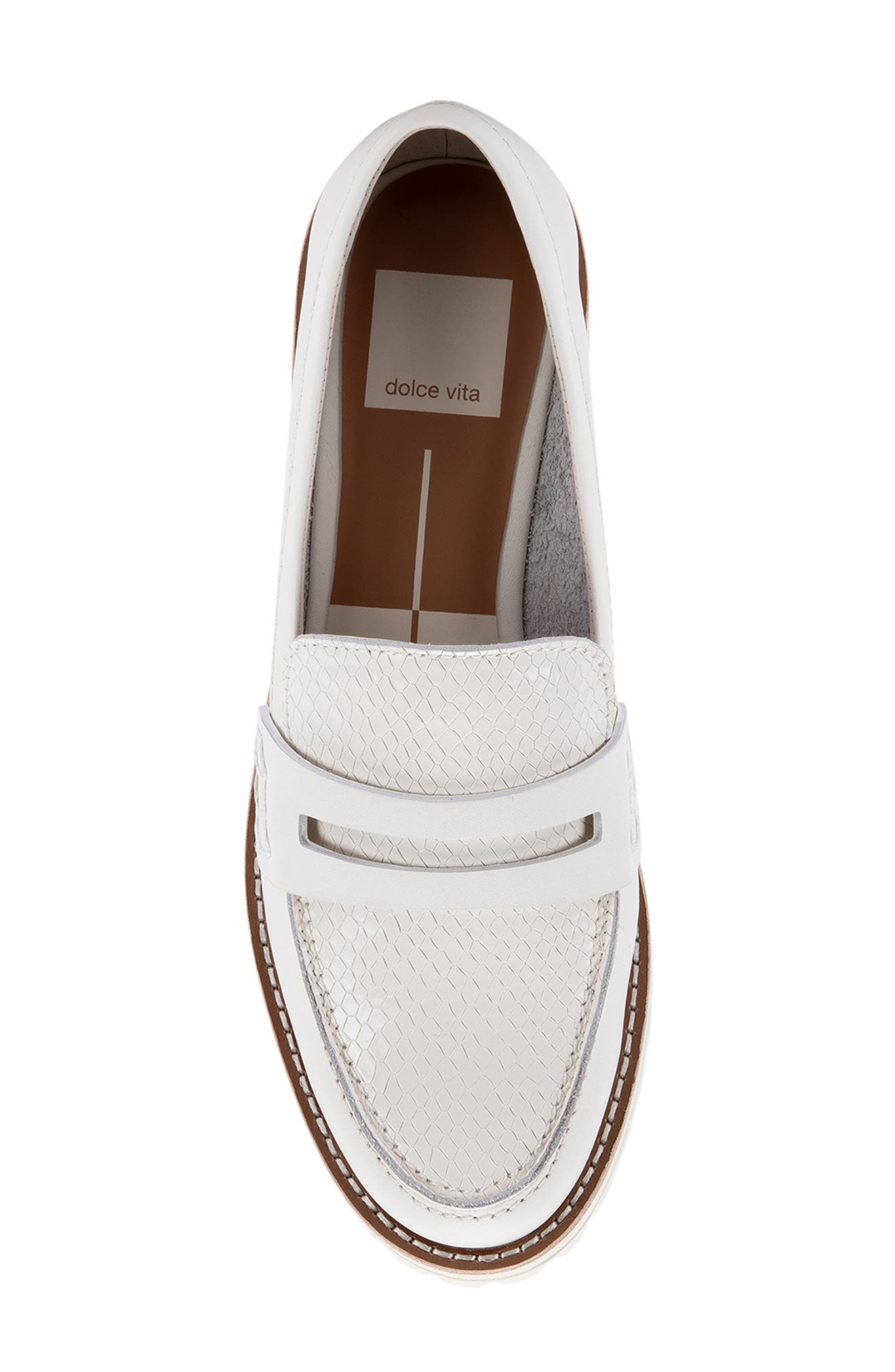 Aubree Croc Embossed Loafer, Alternate, color, WHITE LEATHER