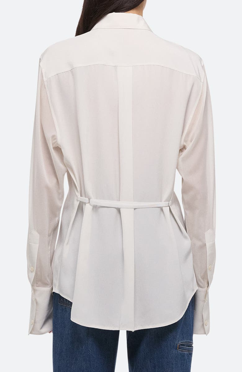 Helmut Lang Mixed Media Lace Button-Up Shirt, Alternate, color, White - 100