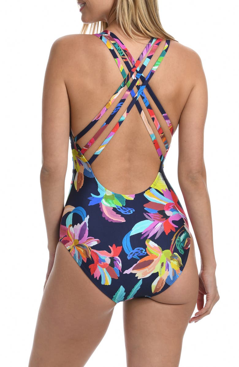 La Blanca Sea Cross Back One-Piece Swimsuit, Alternate, color, 
