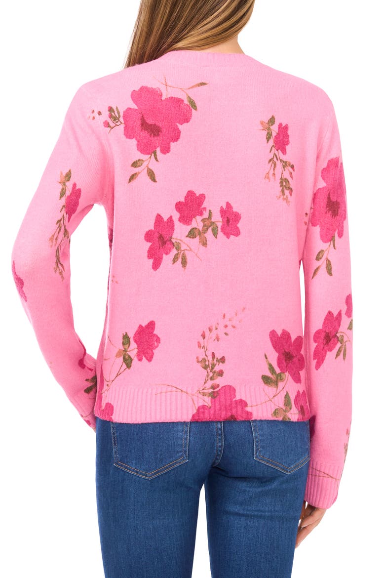 Blossom Print Crewneck Cardigan, Alternate, color, GIN FIZZ