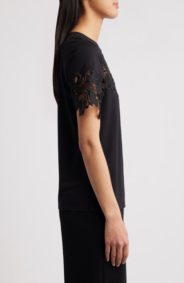 Anne Klein Harmony Lace Appliqué T-Shirt, Alternate, color, 