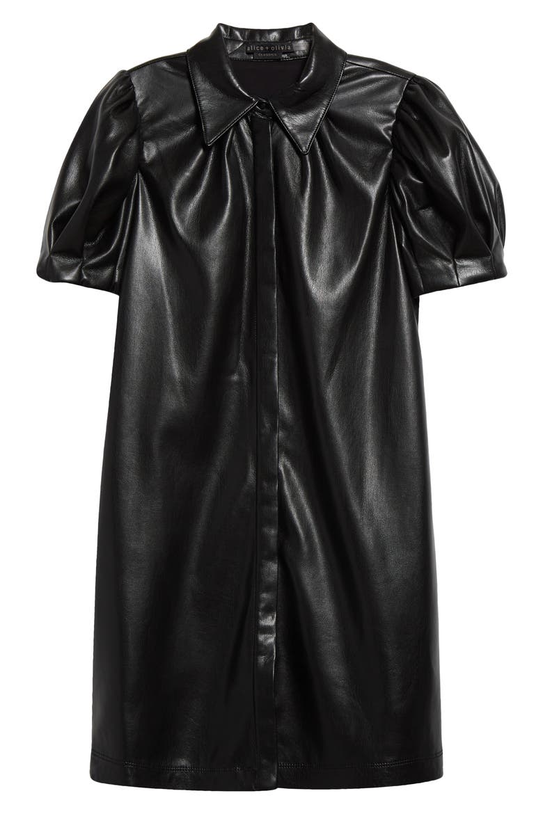 Jem Faux Leather Shirtdress, Alternate, color, BLACK