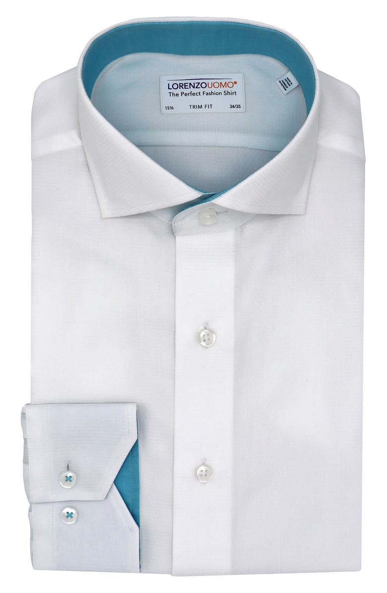 Lorenzo Uomo Trim Fit Solid Textured Cotton Dress Shirt, Main, color,