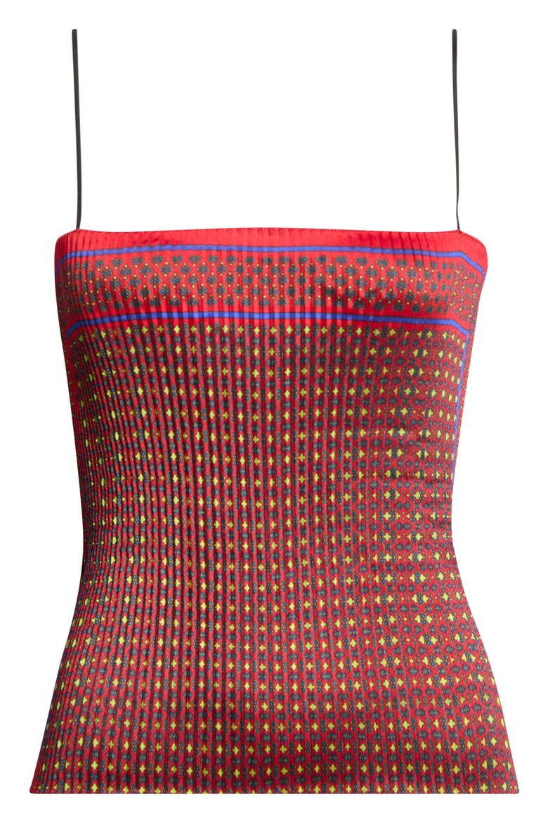 Pleated Scarf Camisole, Alternate, color, RED MULTI PRINT