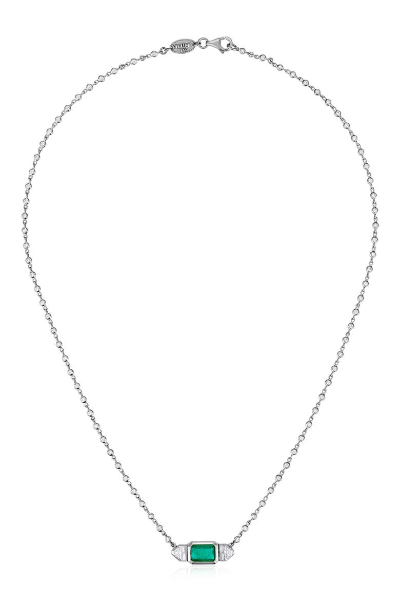 Emerald Shield Pendant Necklace, Alternate, color, PLATINUM/ DIAMOND/ EMERALD