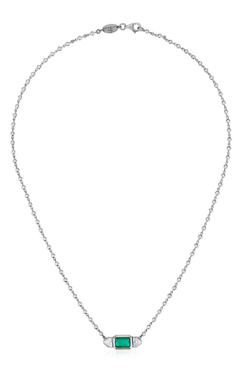 Mindi Mond Emerald Shield Pendant Necklace, Alternate, color, Platinum/ Diamond/ Emerald