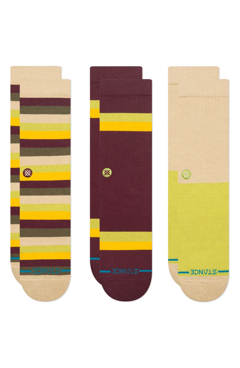 Stance Upstate 3-Pack Crew Socks, Main, color, Green