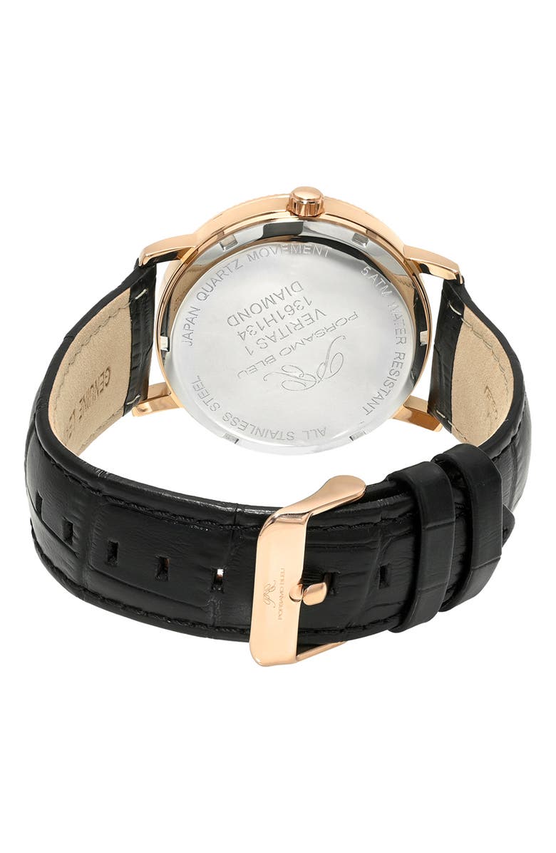 PORSAMO BLEU Veritas 1 Croc Embossed Leather Strap Watch, 40mm, Alternate, color, Rose