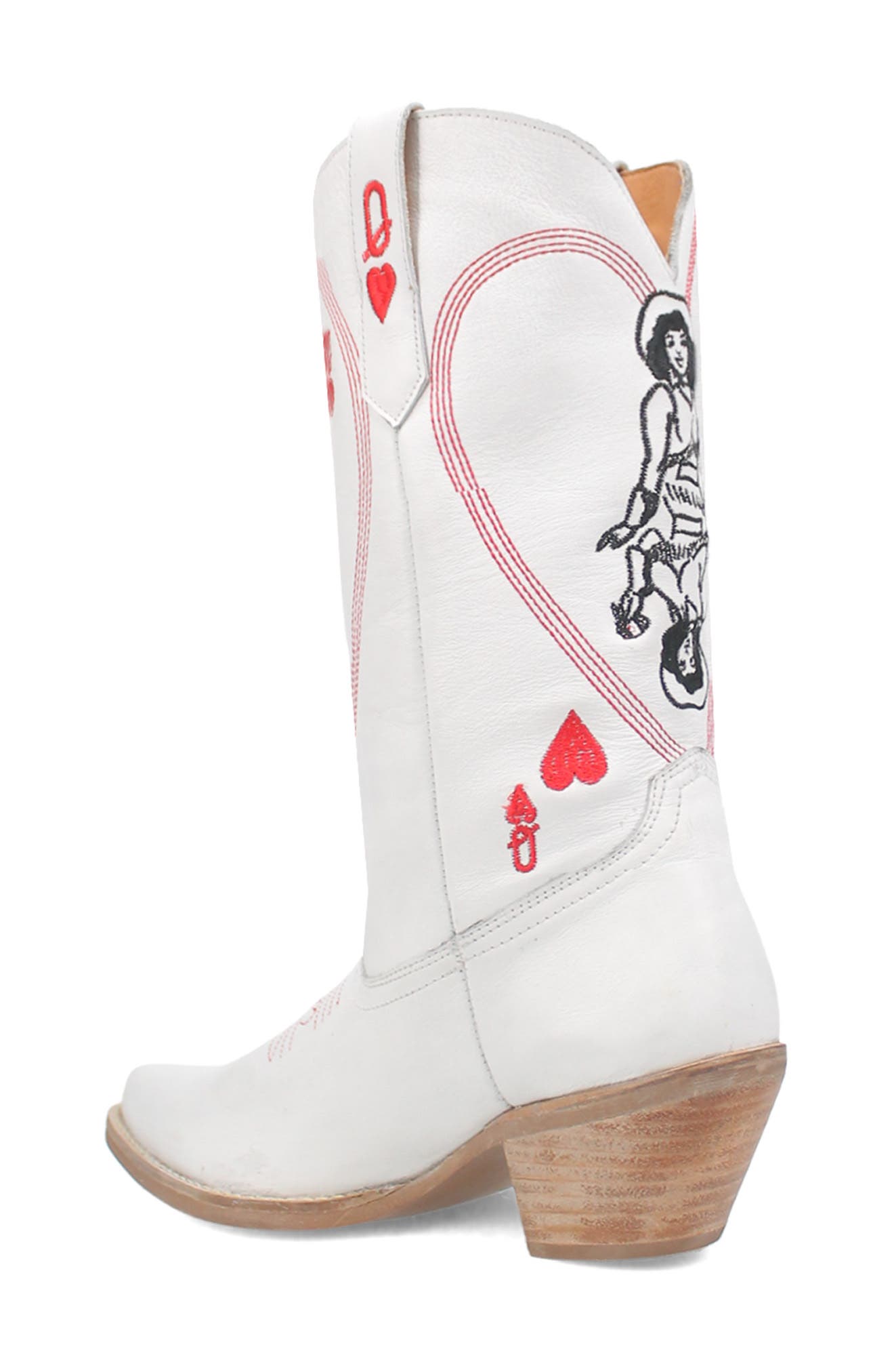 Dingo Queen a Hearts Western Boot, Alternate, color, White