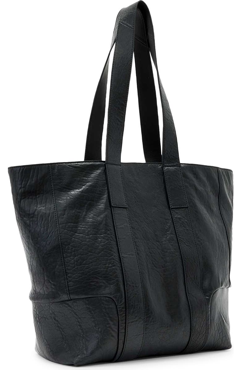 AllSaints Ares Grain Leather Open Tote Bag, Alternate, color, Black