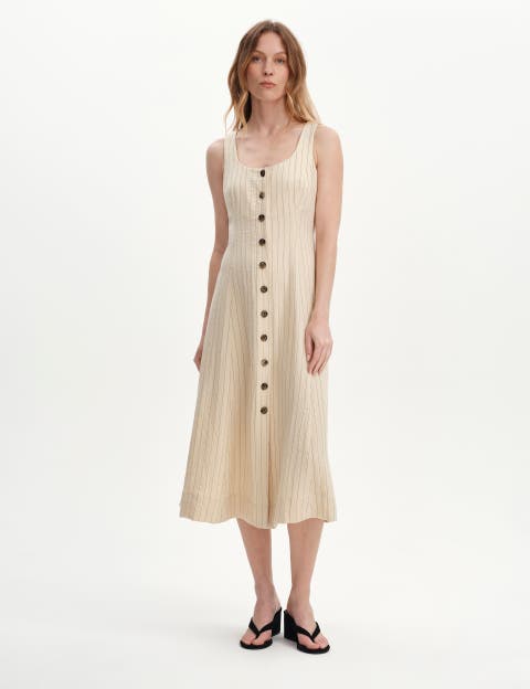Jillian Stripe Button Through Dress