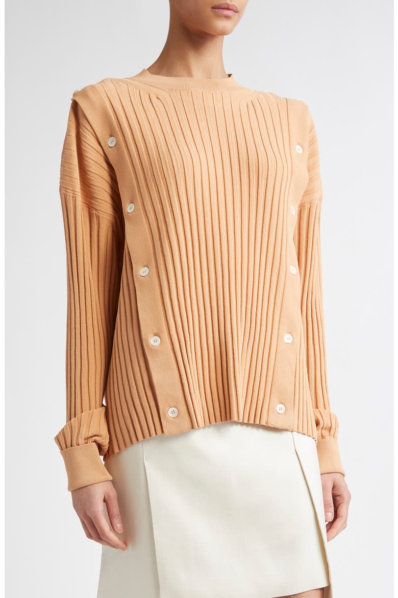 Button Rib Sweater, Main, color, BEIGE