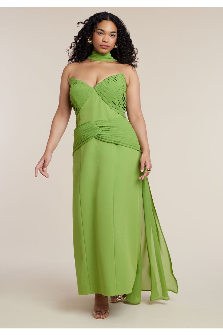 Train Detail Strapless Gown, Alternate, color, PERIDOT