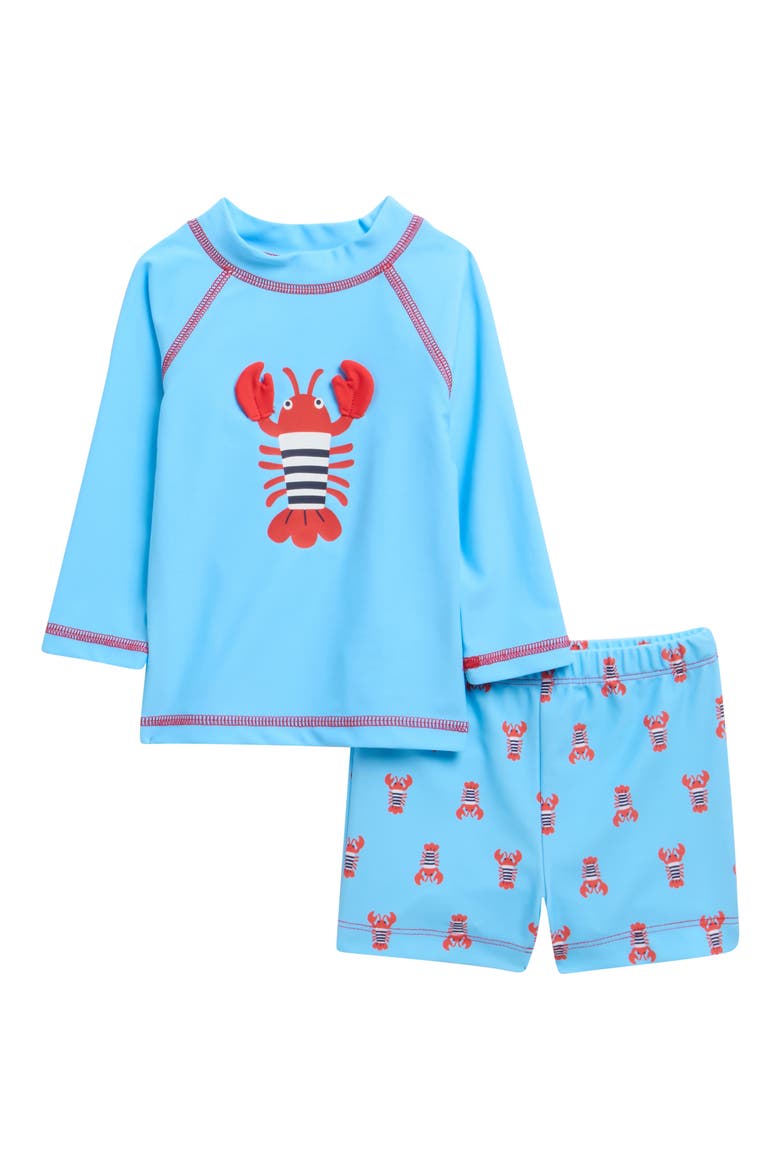 Lobster Rash Guard & Swim Trunks Set, Main, color, BLUE