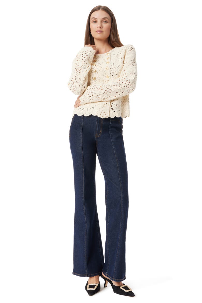 Fiona Double Breasted Open Stitch Cardigan, Alternate, color, CREAM