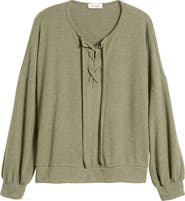 Loveappella Lace-Up Knit Top