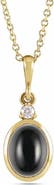 ALLUREZ Oval Natural White Ethiopian Opal & Diamond Pendant Necklace 14K 1.57ct